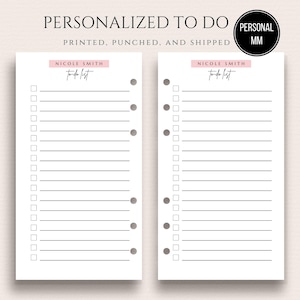 Personalized To Do List for Personal Ring Binder Personal Size Planner Inserts Personalized Planner Pages To Do List Inserts MM Agenda