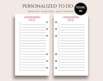 Personalized To Do List for Personal Ring Binder Personal Size Planner Inserts Personalized Planner Pages To Do List Inserts MM Agenda