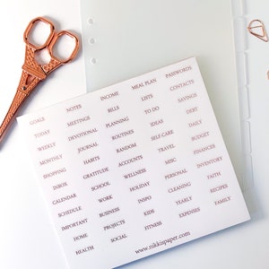 Tab stickers with rose gold foiling