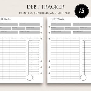A5 Debt Tracker Inserts for GM Agenda Printed Planner Inserts Visual Debt Tracker  A5 Finance Inserts Budget Planner Debt Snowball Inserts