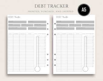 A5 Debt Tracker Inserts for GM Agenda Printed Planner Inserts Visual Debt Tracker  A5 Finance Inserts Budget Planner Debt Snowball Inserts