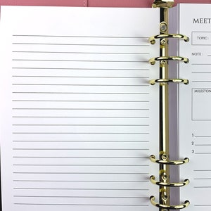 A5 Meeting Notes Inserts PRINTED | Work Meeting Notes Printed Planner ...