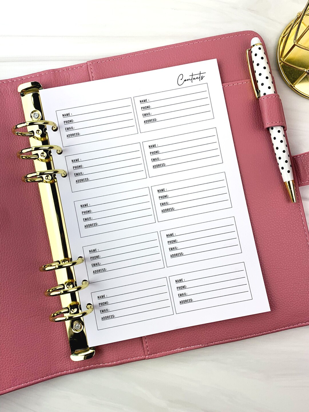 A5 Printed Contacts List for 6ring Planners A5 Address Book Refills Etsy