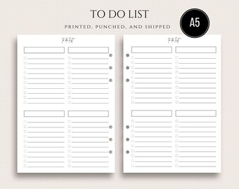 A5 To Do List | Task Organizer for Work, Home, and Personal Goals | Segmented A5 To Do List Inserts for 6-Ring Planner Binder