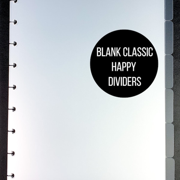 Blank Classic Happy Planner Dividers | 6 Side Tab Dividers | Frosted Dividers | 9 Disc Dividers | Planner Inserts | Planner Accessories