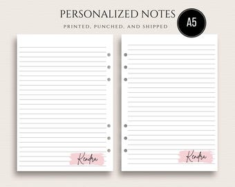 Personalized A5 Planner Inserts | Printed A5 Lined Paper, A5 Notes Pages, A5 Refill Paper | Inserts for A5 Planners | A5 Notes Inserts