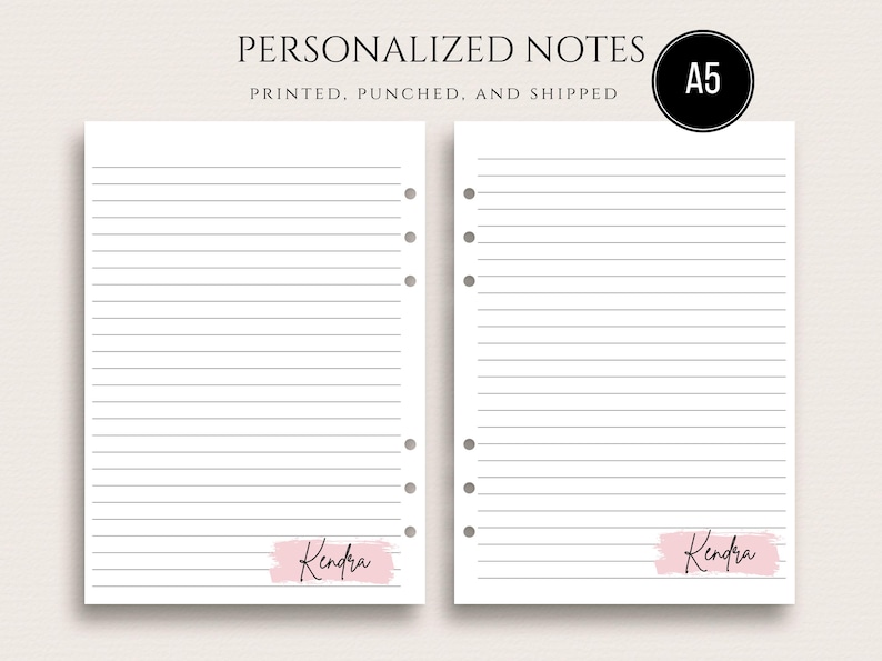 Inserciones personalizadas para agendas A5 / Papel rayado A5 impreso, hojas de notas A5, papel de repuesto A5 / Inserciones para agendas A5 / Inserciones de notas A5 imagen 1