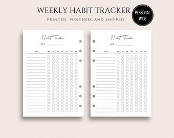 PERSONAL WIDE Habit Tracker Inserts PRINTED Habit Tracker Personal Wide Weekly Habit Tracker Personal Wide Planner Inserts