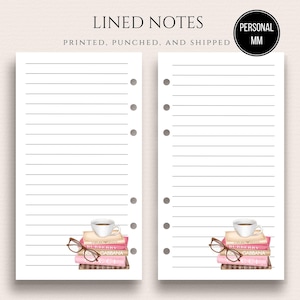 Lined Notes for MM Agenda Printed Personal Size Planner Inserts  Personal Size Refill Paper Inserts for Personal Planners Book Stack
