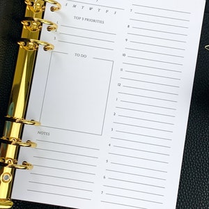 A5 Daily Inserts UNDATED Day on One Page A5 DO1P A5 Daily Productivity ...