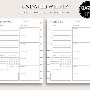 Classic Happy Planner Undated Week on One Page Inserts PRINTED Classic WO1P Habit Tracker To Do List Discbound 9 Disc Inserts (7 x 9.25")