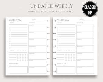 Classic Happy Planner Undated Week on One Page Inserts PRINTED Classic WO1P Habit Tracker To Do List Discbound 9 Disc Inserts (7 x 9.25")