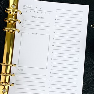 A5 Daily Inserts UNDATED Day on One Page A5 DO1P A5 Daily Productivity ...