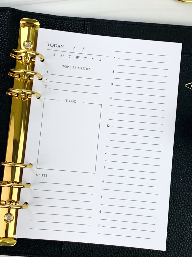 A5 Daily Inserts UNDATED Day on One Page A5 DO1P A5 Daily Productivity ...