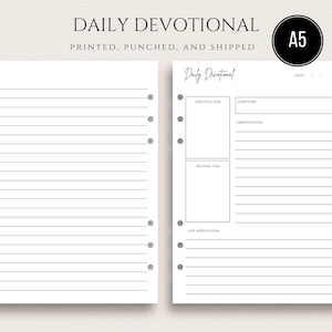 A5 Devotional Inserts PRINTED Bible Study Notes Christian Bible SOAP Note Inserts Bible Study Inserts Faith Planner 6 Ring Inserts