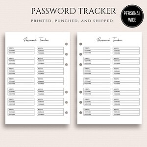 Personal Wide Password Tracker Printed Personal Wide 6 Ring Password Keeper