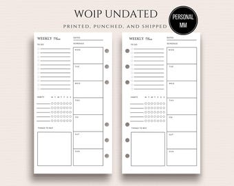 Personal Week on One Page (WO1P) Personal Size 6 Ring Weekly Inserts Sunday or Monday Start MM Agenda