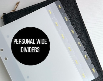 Personal Wide Monthly Dividers with Gold Foil Tab Dividers Monthly Planner Dividers for Personal Wide 6-Ring Planner Organization
