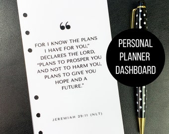 PERSONAL Planner Dashboard Accessories Scripture Dashboard Jeremiah 29:11 MM Dashboard Bible Verse Dashboard