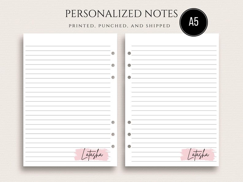 Inserciones personalizadas para agendas A5 / Papel rayado A5 impreso, hojas de notas A5, papel de repuesto A5 / Inserciones para agendas A5 / Inserciones de notas A5 imagen 2