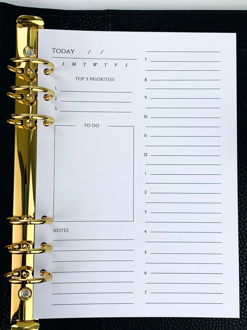 A5 Daily Inserts UNDATED Day on One Page A5 DO1P A5 Daily Productivity ...
