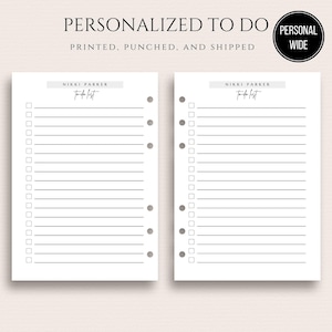 Personal Wide To Do List Personalized Inserts Planner Pages Personal Wide To Do List  Personal Wide 6-Ring Inserts