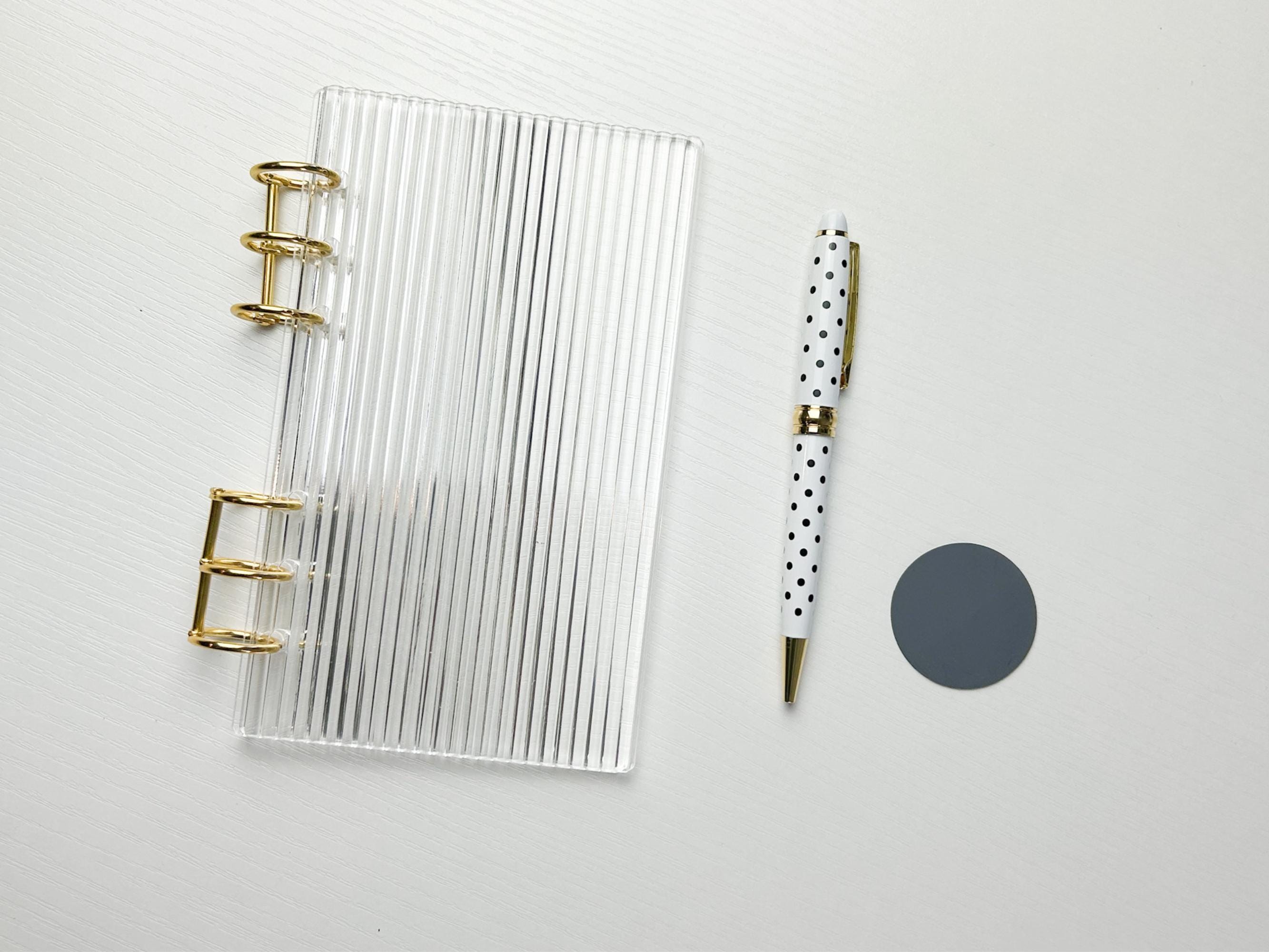 Personal Size Acrylic Binder 6 Ring Clear Cover Personal Agenda Refillable Binder Acrylic Cash Envelope Binder