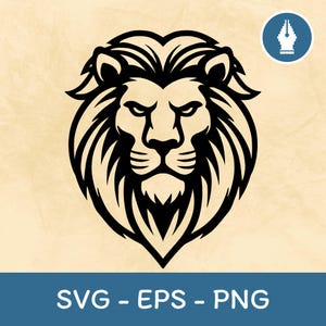 ライオンの顔 SVG | ライオンの頭 SVG | ライオンのマスコット SVG | SVG クリップアート ベクター PNG カット ファイルの即時ダウンロード、Cricut 用のファイルの即時ダウンロード
