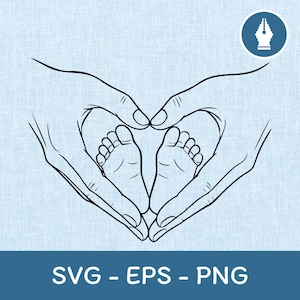 Baby Füße und Herz Hände SVG Eltern Liebe Clipart Vektor PNG geschnitten Datei, Instant Download Datei für Cricut