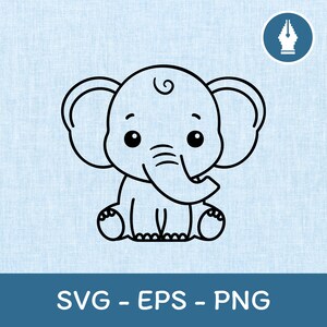 Può includere: Un disegno in bianco e nero di un elefante dei cartoni animati seduto con le gambe incrociate. L'elefante ha grandi orecchie, una piccola proboscide e grandi occhi.