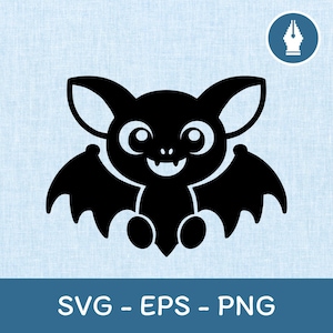 Uroczy nietoperz sylwetka SVG Clipart Upiorny jesień dzieci Halloween PNG Wytnij plik, natychmiastowe pobranie pliku dla Cricut