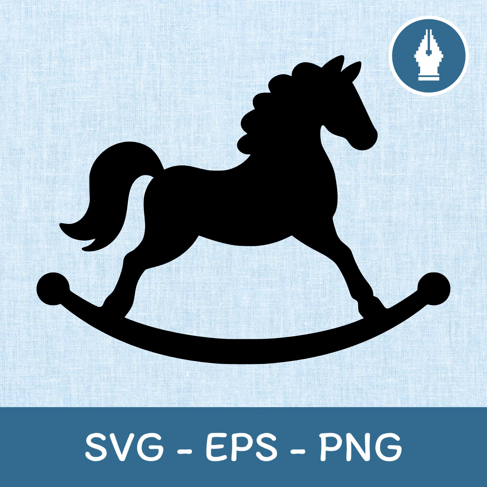 Rocking R Decal Rocking Horse SVG, Vintage Toy Horse Silhouette Cut File, Baby Nursery ...