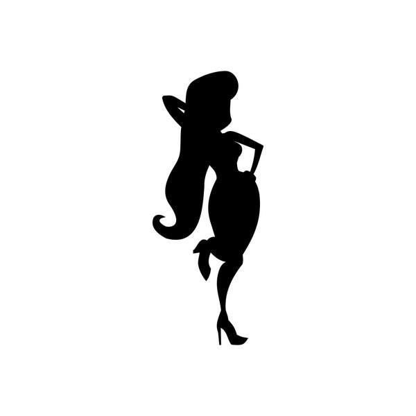 Cute Pinup Girl Cartoon Silhouette | Retro Sexy Pinup Girl Vector Clip Art | Decal | Cricut | Shirt SVG, JPG, PNG, dxf