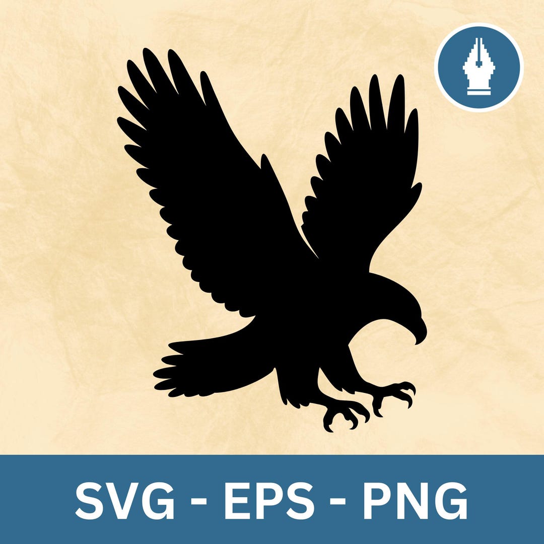 Flying Eagle SVG, Eagle Clipart, Eagle Silhouette SVG and PNG Cut File ...