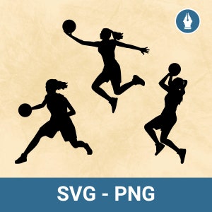 Chica jugador de baloncesto silueta SVG Clipart Cricut Vector Cut File