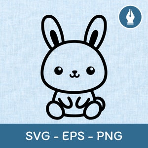 Lindo bebé dibujos animados conejito conejo SVG vector clipart archivo de corte