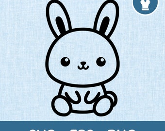 Cute Baby Cartoon Bunny Rabbit SVG Vector Clipart Cut File