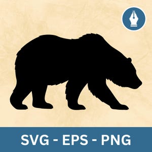 Bear Silhouette SVG, Bear Silhouette Clipart PNG Cut File, Instant Download File for Cricut