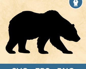 Bear Silhouette SVG, Bear Silhouette Clipart PNG Cut File, Instant Download File for Cricut