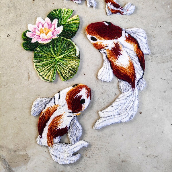 Tufted Koi fish rug set