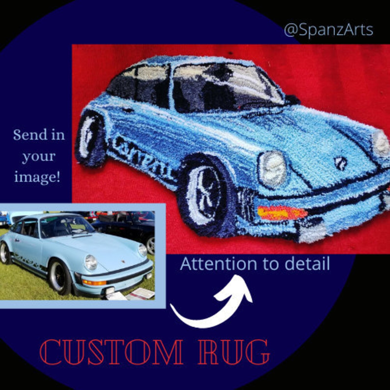 Custom Handmade Tufted Sports Car Rug Etsy