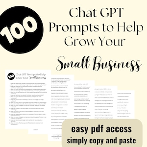 Ultimate 100 Small Business Boost Chat GPT Prompts To Copy, Paste & Fuel Your Growth | ChatGPT Cheat Sheet | AI Prompts