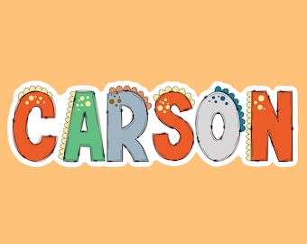 Dinosaur Name Decal, Name Sticker, Custom Stickers, Custom Name Sticker, Back to School, Name Decals and Stickers, Labels, Graduation