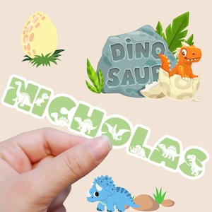 Dinosaur Name Sticker, Name Sticker, Custom Name Sticker, Back to School, Name Decals and Stickers, Labels, Dino Font, Flying Dino