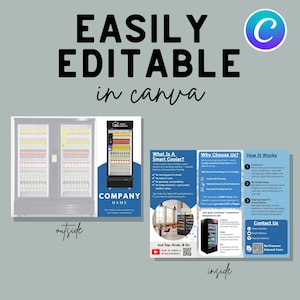 May include: A promotional graphic with the text "EASILY EDITABLE in canva." The design includes images of a smart cooler and a brochure with information about the product. The brochure includes the text "What Is A Smart Cooler?" and "Why Choose Us?"