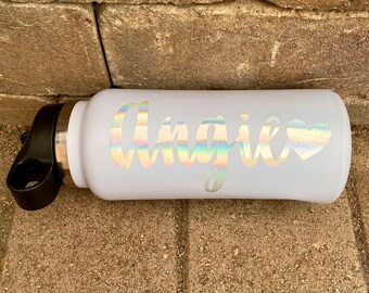 Holographic Name Decal Sticker | Tumblers | Water Bottles | Wine Glasses | Weddings & More | Vinyl Lettering Custom