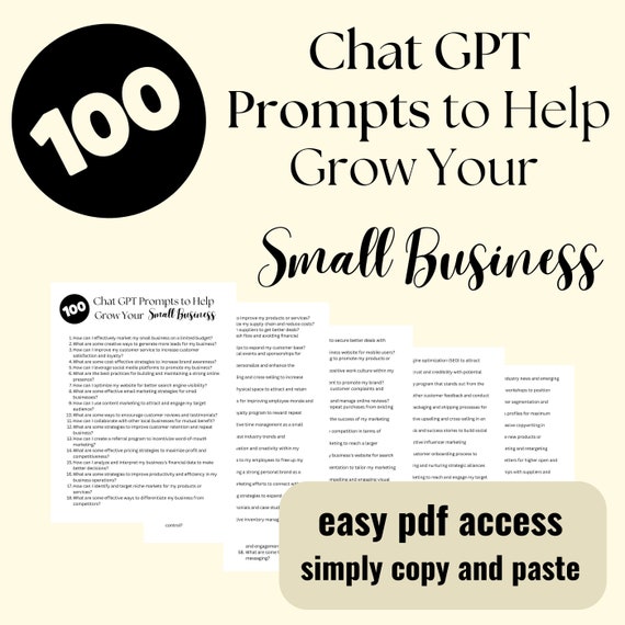 Ultimate 100 Small Business Boost Chat GPT Prompts To Copy, Paste & Fuel Your Growth | ChatGPT Cheat Sheet | AI Prompts