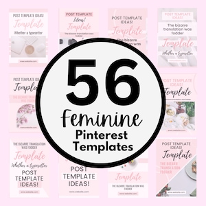 56 Pinterest Pin Templates | Pinterest Templates | Pinterest Templates Canva | Pinterest Pins | Pinterest Pin Design | Pink |