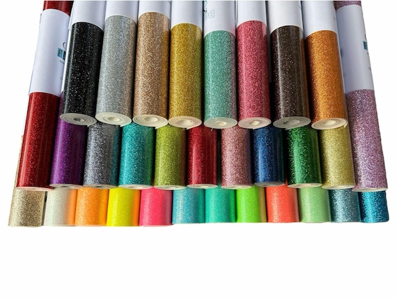 Glitter Vinyl - Sewing Vinyl - Embroidery Vinyl - 12" Rolls - 31 Color Options - *3 NEW Colors added*