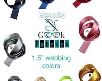 1 1/2 Inch Herringbone Webbing - 1.5" Webbing - Seatbelt Webbing - 1.5 Inch Strap Webbing - 38mm - 43 Color Choices - By the Yard